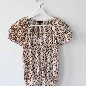 Express Animal Print Blouse- Size Small- Ruffles